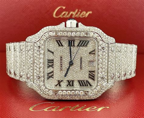 iced out cartier watch.